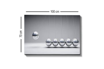 Lerretsbilde - Dynamisk komposisjon av svingende baller i metallisk finish - Sølv / Grå - Interiør - Maleri & posters - Lerretsbilder