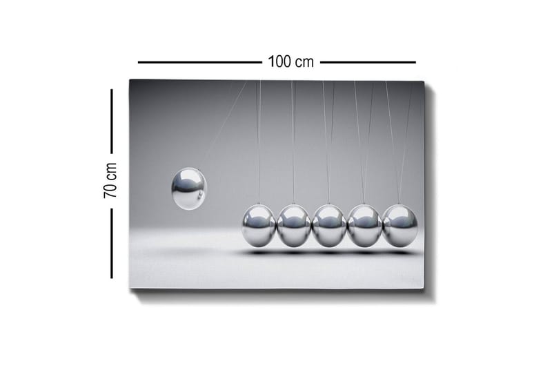 Lerretsbilde - Dynamisk komposisjon av svingende baller i metallisk finish - Sølv / Grå - Interiør - Maleri & posters - Lerretsbilder