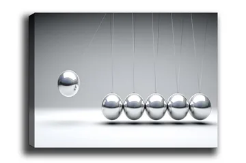Lerretsbilde - Dynamisk komposisjon av svingende baller i metallisk finish - Sølv / Grå - Interiør - Maleri & posters - Lerretsbilder