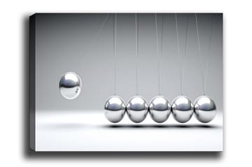 Lerretsbilde - Dynamisk komposisjon av svingende baller i metallisk finish - Sølv / Grå - Interiør - Maleri & posters - Lerretsbilder