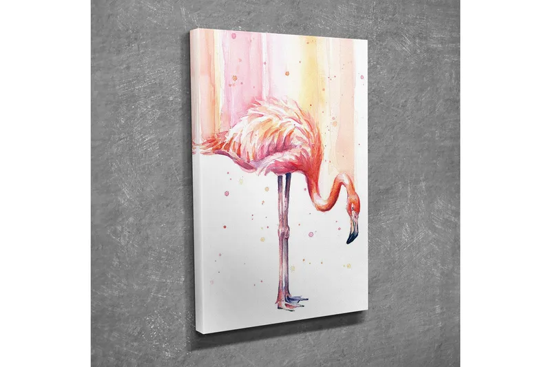 Lerretsbilde - Elegant flamingo i pastellfarger - Rosa / Aprikos / Svart - Interiør - Maleri & posters - Lerretsbilder