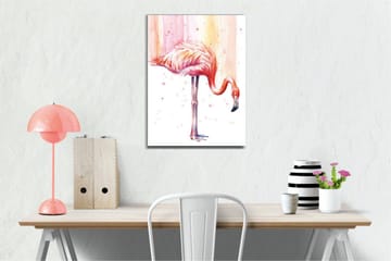Lerretsbilde - Elegant flamingo i pastellfarger - Rosa / Aprikos / Svart - Interiør - Maleri & posters - Lerretsbilder