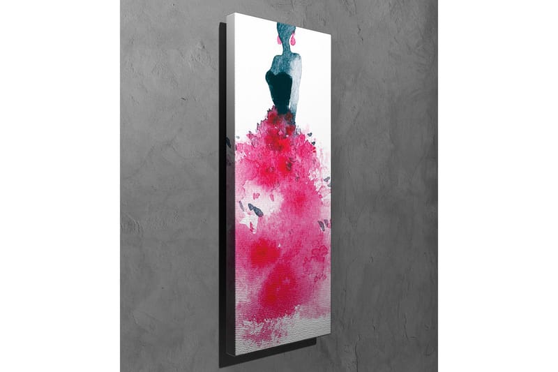 Lerretsbilde - Elegant kvinne i en fargerik kjole - Mørk blå / Cerise / Rosa - Interiør - Maleri & posters - Lerretsbilder