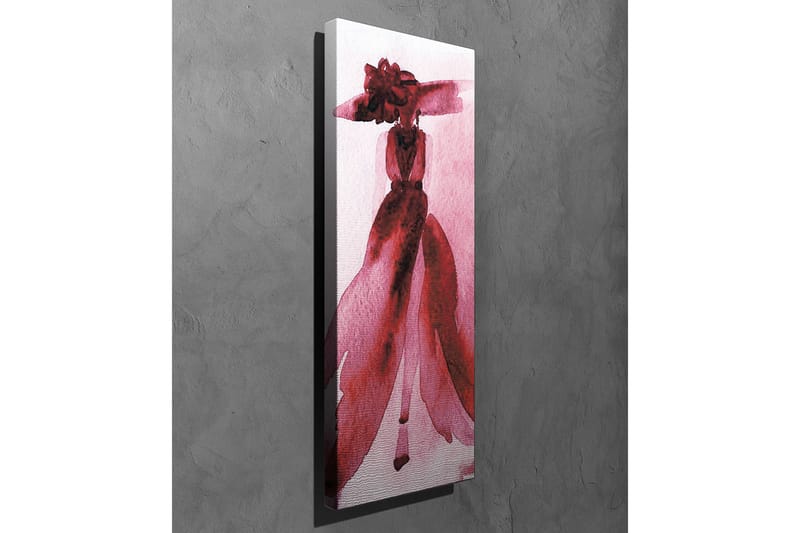 Lerretsbilde - Elegant kvinne i rød kjole med stor hatt - Rød / Rosa - Interiør - Maleri & posters - Lerretsbilder