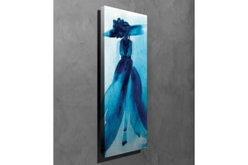 Lerretsbilde - Elegant silhuett av en kvinne i stor hatt og kjole - Mørk blå / Lys blå - Interiør - Maleri & posters - Lerretsbilder