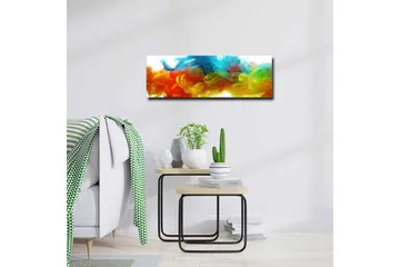 Lerretsbilde - Fargerik abstrakt komposisjon av flytende fargestrømmer - Blå / Oransje / Gul - Interiør - Maleri & posters - Lerretsbilder