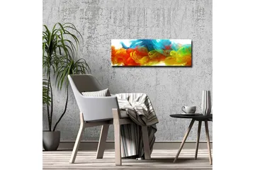 Lerretsbilde - Fargerik abstrakt komposisjon av flytende fargestrømmer - Blå / Oransje / Gul - Interiør - Maleri & posters - Lerretsbilder