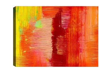 Lerretsbilde - Fargerik abstrakt komposisjon med elementer av rødt og oransje - Rød / Oransje / Gul - Interiør - Maleri & posters - Lerretsbilder