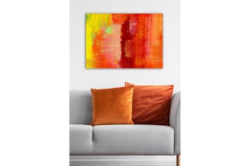 Lerretsbilde - Fargerik abstrakt komposisjon med elementer av rødt og oransje - Rød / Oransje / Gul - Interiør - Maleri & posters - Lerretsbilder