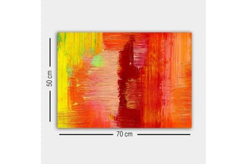 Lerretsbilde - Fargerik abstrakt komposisjon med elementer av rødt og oransje - Rød / Oransje / Gul - Interiør - Maleri & posters - Lerretsbilder