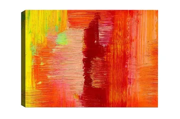 Lerretsbilde - Fargerik abstrakt komposisjon med elementer av rødt og oransje - Rød / Oransje / Gul - Interiør - Maleri & posters - Lerretsbilder