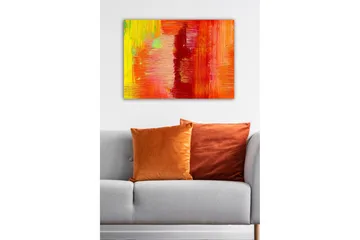 Lerretsbilde - Fargerik abstrakt komposisjon med elementer av rødt og oransje - Rød / Oransje / Gul - Interiør - Maleri & posters - Lerretsbilder