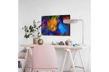 Lerretsbilde - Fargerik abstrakt komposisjon med svaiende former - Blå / Oransje / Grønn - Interiør - Maleri & posters - Lerretsbilder