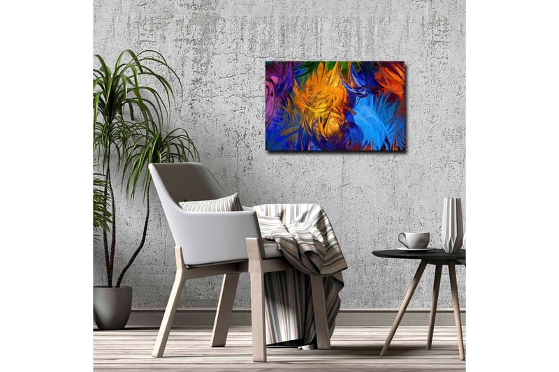Lerretsbilde - Fargerik abstrakt komposisjon med svaiende former - Blå / Oransje / Grønn - Interiør - Maleri & posters - Lerretsbilder