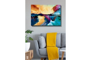 Lerretsbilde - Fargerik abstrakt landskapskomposisjon med himmel- og vannrefleksjoner - Oransje / Blå / Lilla - Interiør - Maleri & posters - Lerretsbilder