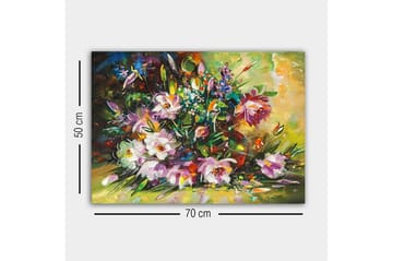 Lerretsbilde - Fargerik blomsterbukett i livlige nyanser - Lilla / Grønn / Gul - Interiør - Maleri & posters - Lerretsbilder