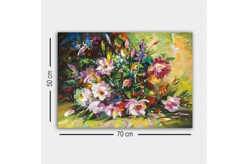 Lerretsbilde - Fargerik blomsterbukett i livlige nyanser - Lilla / Grønn / Gul - Interiør - Maleri & posters - Lerretsbilder