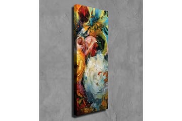 Lerretsbilde - Fargerik blomsterbukett med elementer av grønt bladverk - Rød / Gul / Hvit - Interiør - Maleri & posters - Lerretsbilder