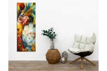 Lerretsbilde - Fargerik blomsterbukett med elementer av grønt bladverk - Rød / Gul / Hvit - Interiør - Maleri & posters - Lerretsbilder