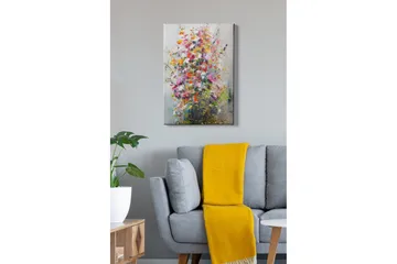 Lerretsbilde - Fargerik blomsterbukett - Rosa / Gul / Grønn - Interiør - Maleri & posters - Lerretsbilder