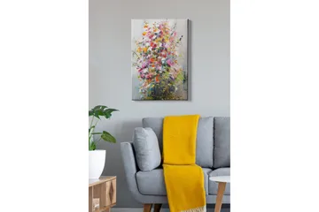 Lerretsbilde - Fargerik blomsterbukett - Rosa / Gul / Grønn - Interiør - Maleri & posters - Lerretsbilder