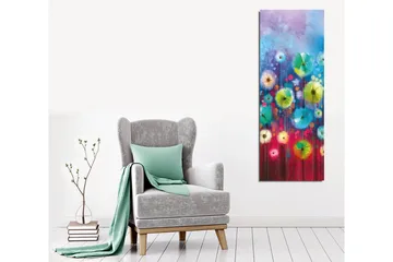 Lerretsbilde - Fargerik blomstereng med abstrakte blomster - Blå / Grønn / Rød - Interiør - Maleri & posters - Lerretsbilder