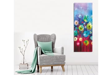 Lerretsbilde - Fargerik blomstereng med abstrakte blomster - Blå / Grønn / Rød - Interiør - Maleri & posters - Lerretsbilder