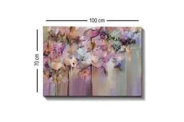 Lerretsbilde - Fargerik blomsterkomposisjon med abstrakte former - Lilla / Rosa / Beige - Interiør - Maleri & posters - Lerretsbilder