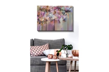 Lerretsbilde - Fargerik blomsterkomposisjon med abstrakte former - Lilla / Rosa / Beige - Interiør - Maleri & posters - Lerretsbilder