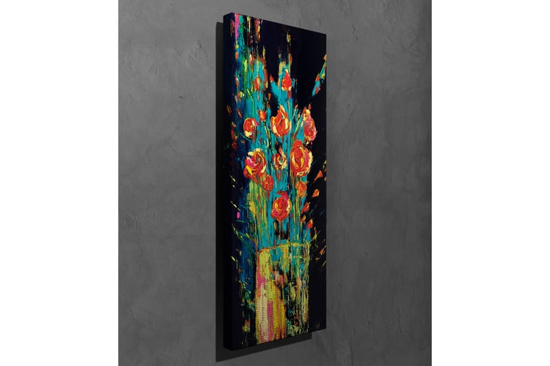 Lerretsbilde - Fargerik bukett med roser i en vase - Rød / Grønn / Gul - Interiør - Maleri & posters - Lerretsbilder