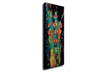 Lerretsbilde - Fargerik bukett med roser i en vase - Rød / Grønn / Gul - Interiør - Maleri & posters - Lerretsbilder