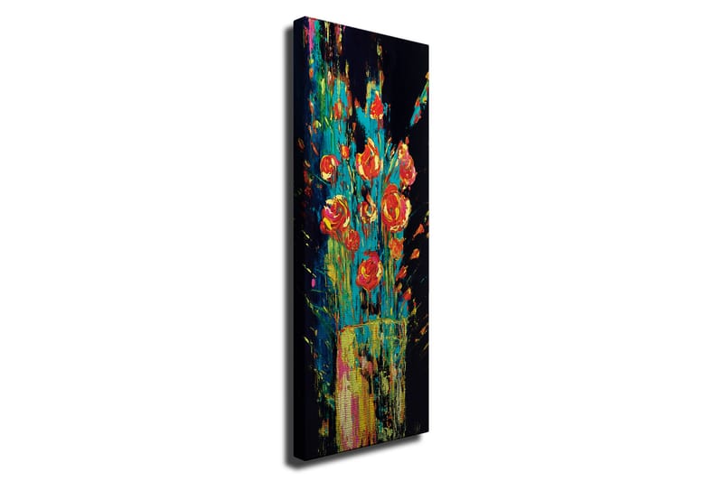 Lerretsbilde - Fargerik bukett med roser i en vase, Rød / Grønn / Gul