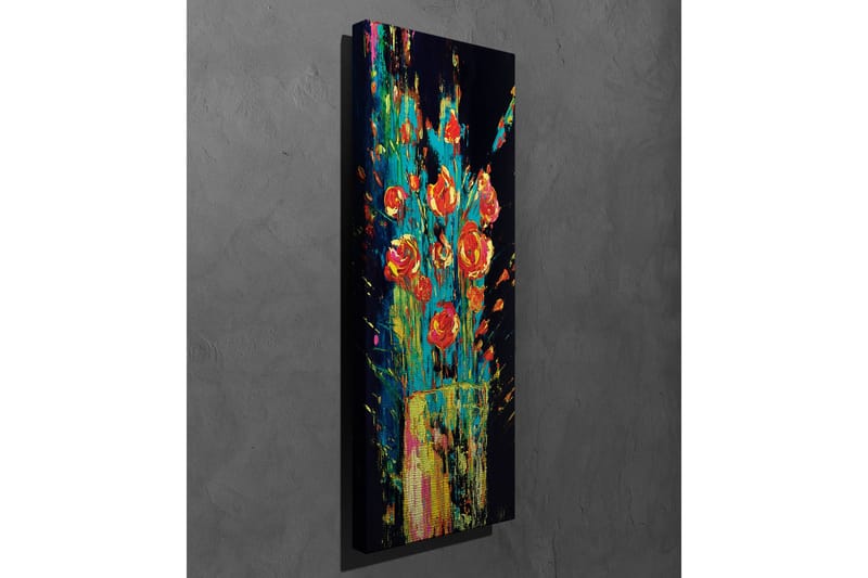 Lerretsbilde - Fargerik bukett med roser i en vase - Rød / Grønn / Gul - Interiør - Maleri & posters - Lerretsbilder