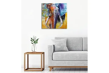 Lerretsbilde - Fargerik elefant med abstrakt bakgrunn - Blå / Oransje / Grønn - Interiør - Maleri & posters - Lerretsbilder
