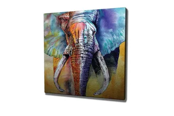 Lerretsbilde - Fargerik elefant med abstrakt bakgrunn - Blå / Oransje / Grønn - Interiør - Maleri & posters - Lerretsbilder