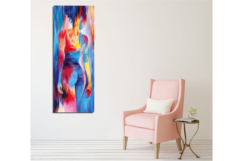 Lerretsbilde - Fargerik figur med abstrakte former og bevegelser - Blå / Rød / Gul - Interiør - Maleri & posters - Lerretsbilder