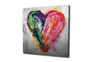 Lerretsbilde - Fargerik hjerteformet komposisjon - Rød / Grønn / Lilla - Interiør - Maleri & posters - Lerretsbilder