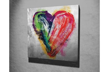 Lerretsbilde - Fargerik hjerteformet komposisjon - Rød / Grønn / Lilla - Interiør - Maleri & posters - Lerretsbilder