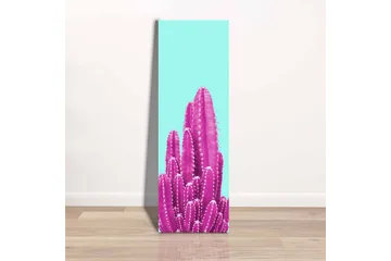 Lerretsbilde - Fargerik kaktus mot en lyseblå bakgrunn - Lys blå / Rosa - Interiør - Maleri & posters - Lerretsbilder