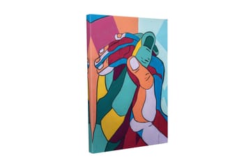 Lerretsbilde - Fargerik komposisjon av sammenflettede hender - Turkis / Rød / Gul - Interiør - Maleri & posters - Lerretsbilder