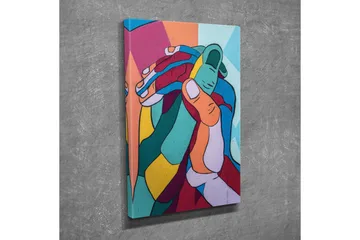 Lerretsbilde - Fargerik komposisjon av sammenflettede hender - Turkis / Rød / Gul - Interiør - Maleri & posters - Lerretsbilder