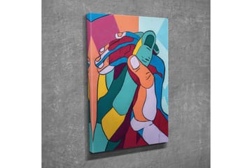 Lerretsbilde - Fargerik komposisjon av sammenflettede hender - Turkis / Rød / Gul - Interiør - Maleri & posters - Lerretsbilder