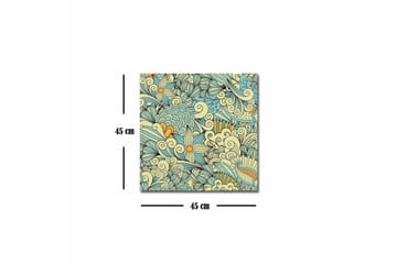 Lerretsbilde - Fargerik og detaljert mønsterdesign med blomster og buede former - Lys blå / Beige / Oransje - Interiør - Maleri & posters - Lerretsbilder