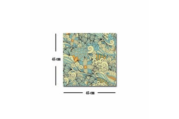 Lerretsbilde - Fargerik og detaljert mønsterdesign med blomster og buede former - Lys blå / Beige / Oransje - Interiør - Maleri & posters - Lerretsbilder