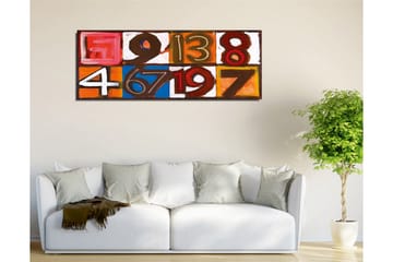 Lerretsbilde - Fargerik sammensetning av tall i forskjellige firkanter - Rød / Oransje / Blå - Interiør - Maleri & posters - Lerretsbilder