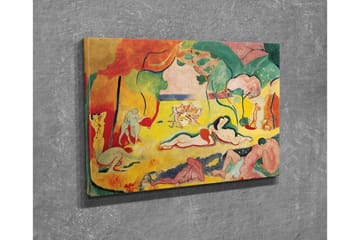 Lerretsbilde - Fargerik skildring av nakne figurer i et naturscene - Gul / Rød / Grønn - Interiør - Maleri & posters - Lerretsbilder