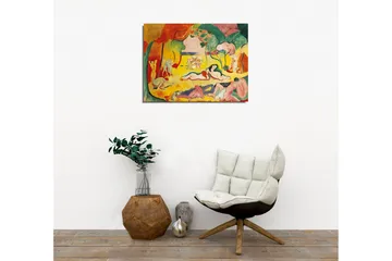 Lerretsbilde - Fargerik skildring av nakne figurer i et naturscene - Gul / Rød / Grønn - Interiør - Maleri & posters - Lerretsbilder