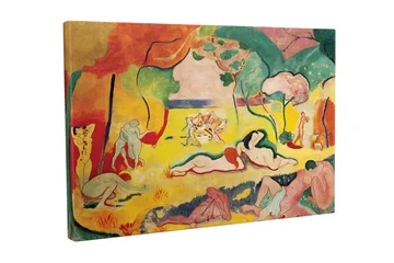 Lerretsbilde - Fargerik skildring av nakne figurer i et naturscene - Gul / Rød / Grønn - Interiør - Maleri & posters - Lerretsbilder
