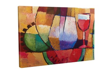 Lerretsbilde - Fargerik stillhet med glass og frukt - Grønn / Rød / Lilla - Interiør - Maleri & posters - Lerretsbilder