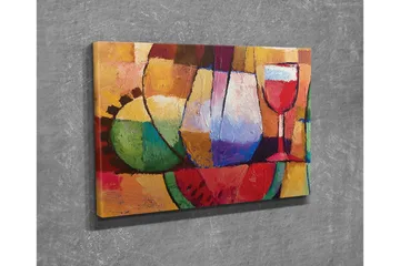 Lerretsbilde - Fargerik stillhet med glass og frukt - Grønn / Rød / Lilla - Interiør - Maleri & posters - Lerretsbilder